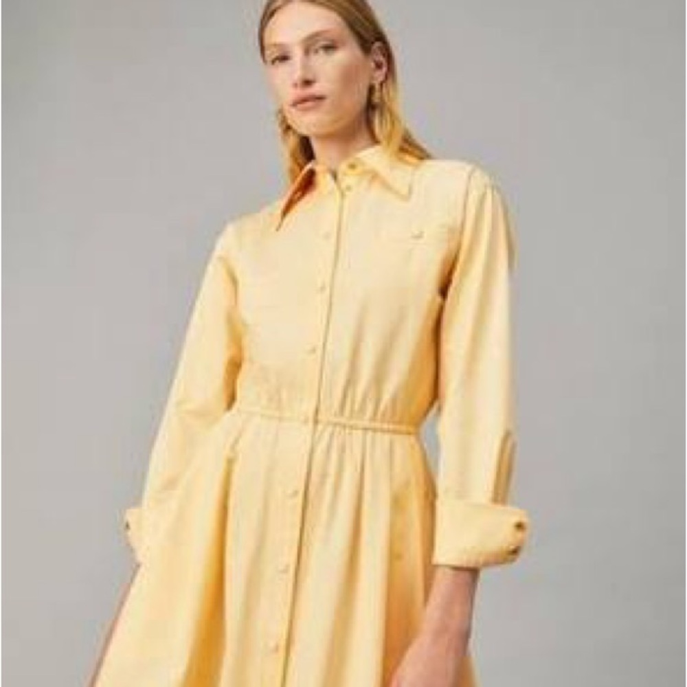 Tory Burch Yellow Long Sleeve Shirt Dress